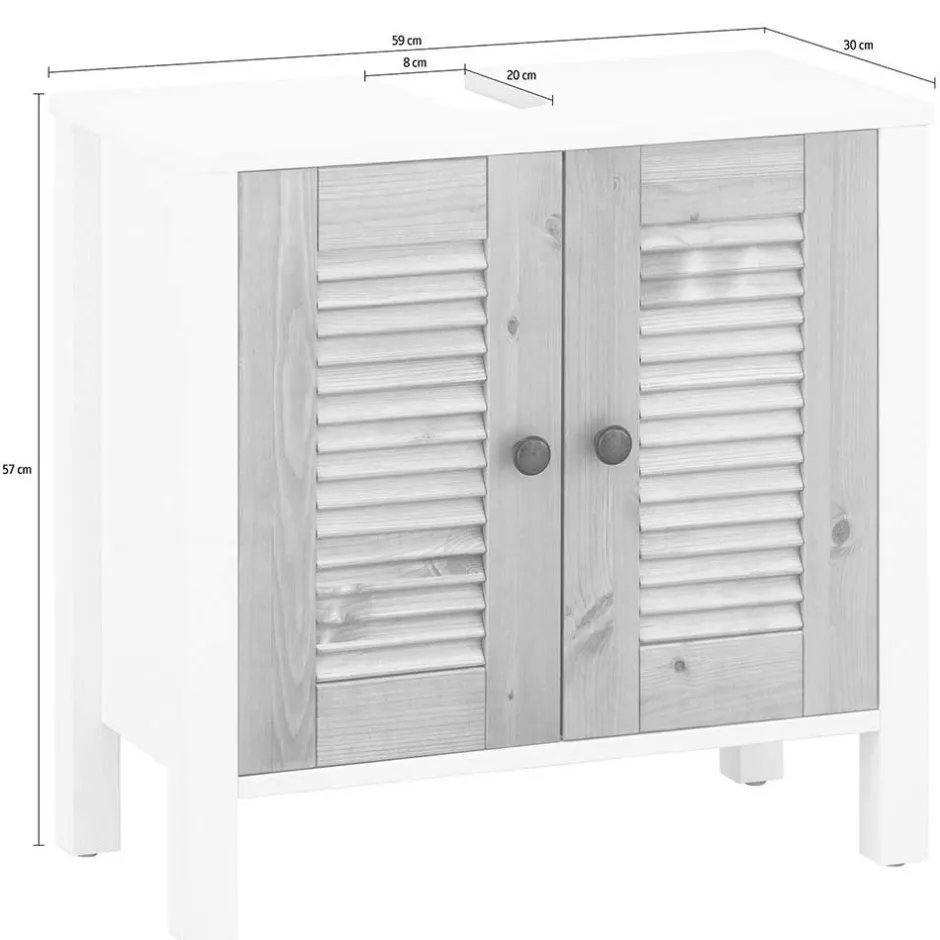 Wohnen Landhaus Badmöbel aus Massivholz - Zavieca (vierteilig)