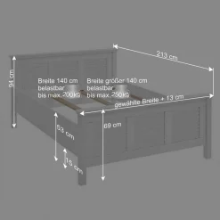 Landhaus Bett mit Kopf- und Fußteil - Mira^Wohnen