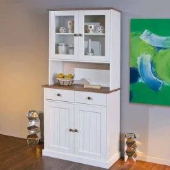 Landhaus Büfett Schrank in Weiß mit Braun - Vatina^Wohnen Hot