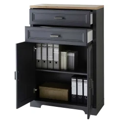 Landhaus Büro Aktenschrank in Grau & Eiche NB - Joe^Wohnen Online