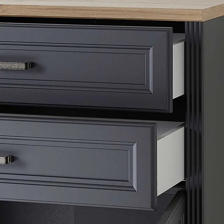 Landhaus Büro Aktenschrank in Grau & Eiche NB - Joe^Wohnen Online