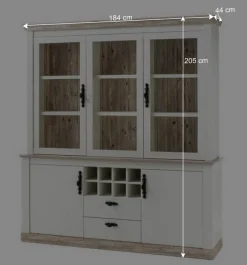 Landhaus Buffet Schrank in Weiß Pinie Nedita 184 cm breit^Wohnen Outlet