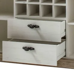 Landhaus Buffet Schrank in Weiß Pinie Nedita 184 cm breit^Wohnen Outlet