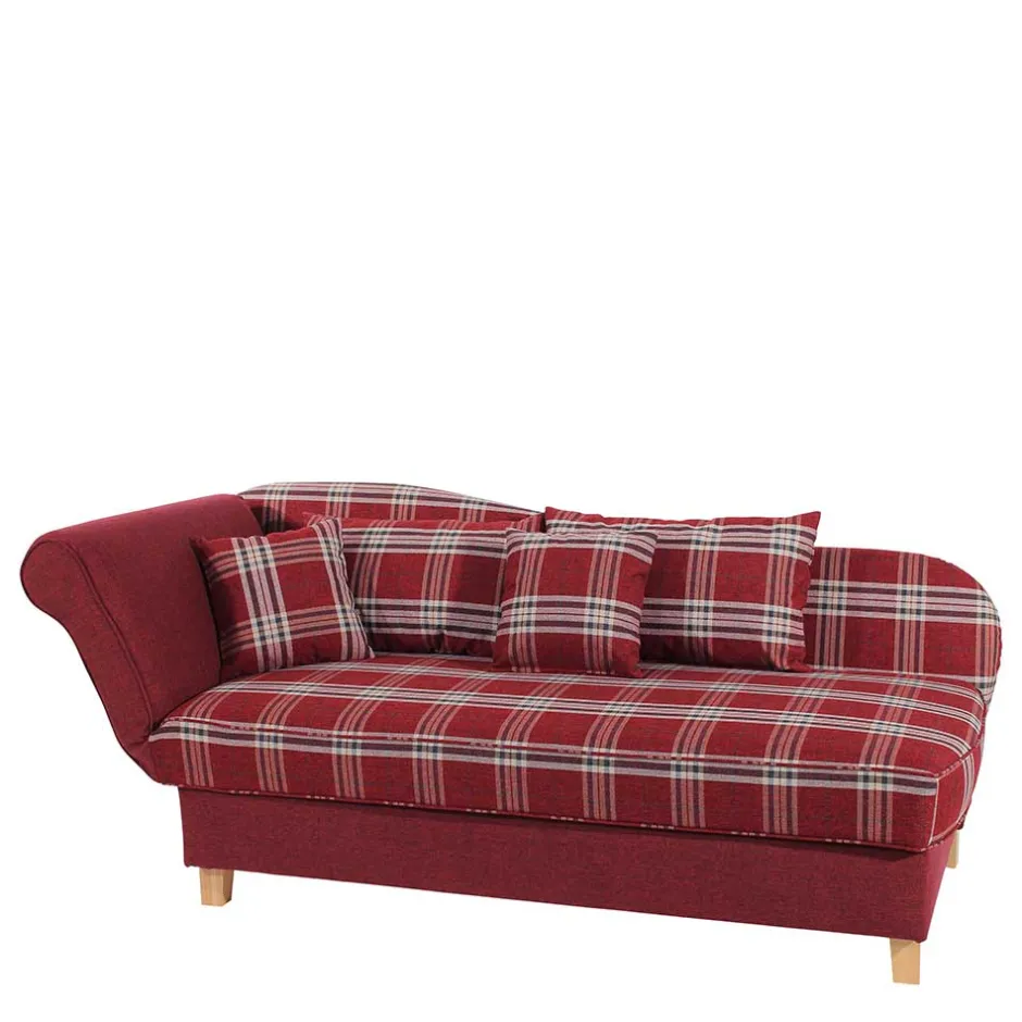 Landhaus Chaiselongue in Rot mit Karo Muster - Litruna^Wohnen New