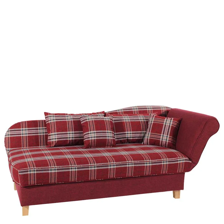 Landhaus Chaiselongue in Rot mit Karo Muster - Litruna^Wohnen New