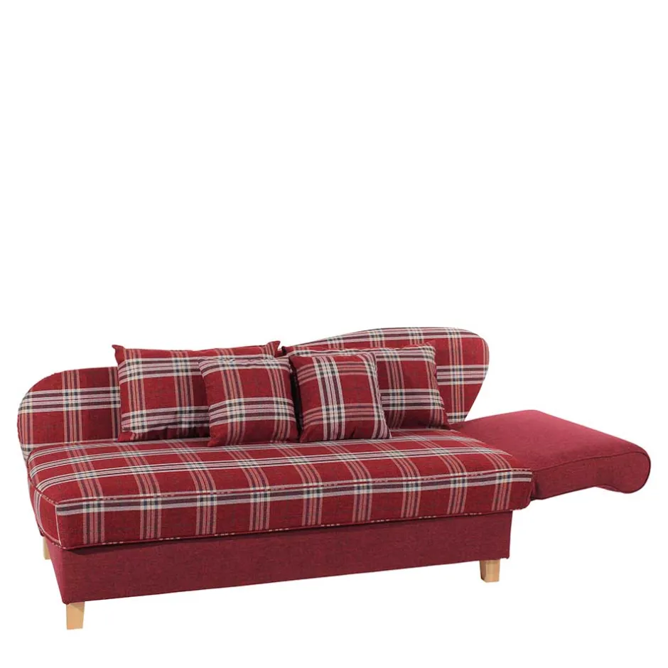 Landhaus Chaiselongue in Rot mit Karo Muster - Litruna^Wohnen New
