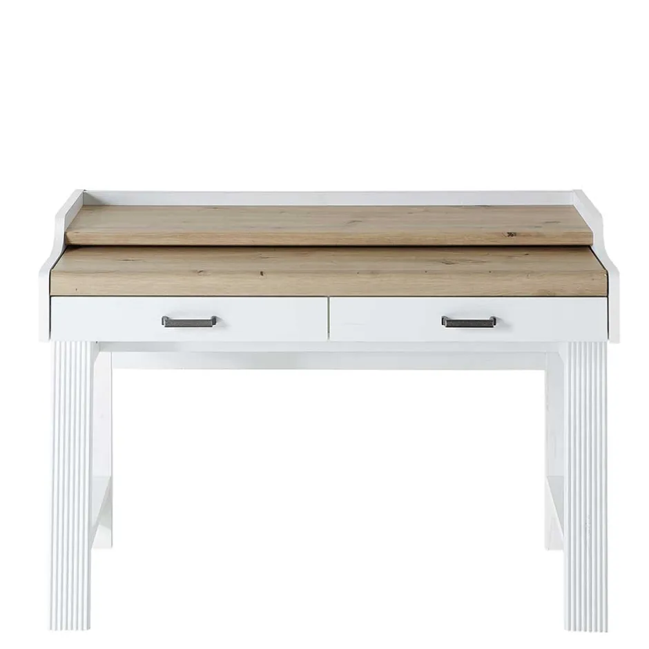 Wohnen Landhaus Computertisch in Weiß & Eiche - Mehady
