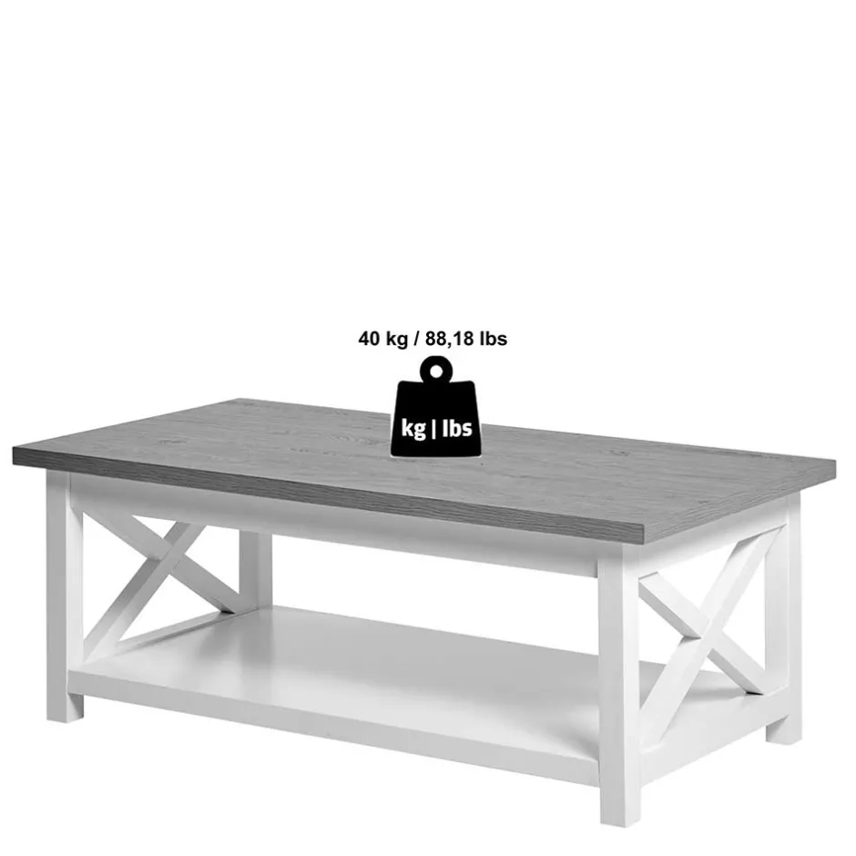 Landhaus Couchtisch mit Ablagboden - Ristina^Wohnen Clearance