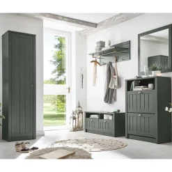 Wohnen Landhaus Dielenmöbel in Dunkelgrün - Niestov (fünfteilig)