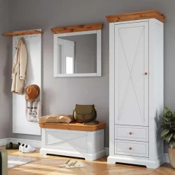 Wohnen Landhaus Dielenmöbel Set aus Kiefer - Saluts (vierteilig)