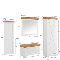 Wohnen Landhaus Dielenmöbel Set aus Kiefer - Saluts (vierteilig)