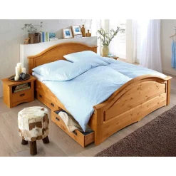 Wohnen Landhaus Doppelbett Set in Kiefer - Vocoja (dreiteilig)