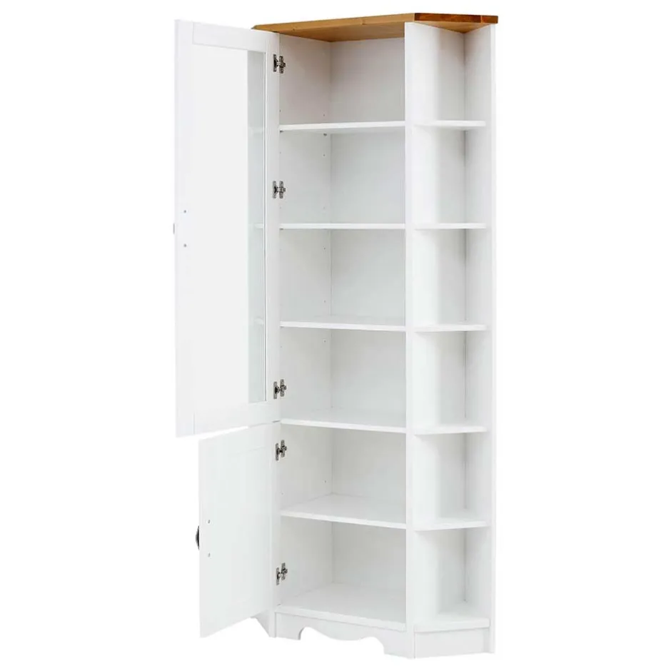 Wohnen Landhaus Eckvitrine aus Kiefer zweifarbig - Ribeiro