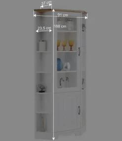 Wohnen Landhaus Eckvitrine aus Kiefer zweifarbig - Ribeiro