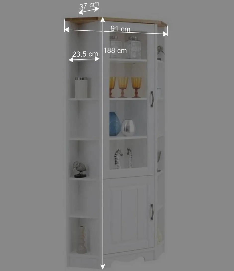 Wohnen Landhaus Eckvitrine aus Kiefer zweifarbig - Ribeiro