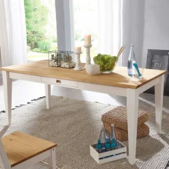 Wohnen Landhaus Esstisch Elvelina mit Schublade