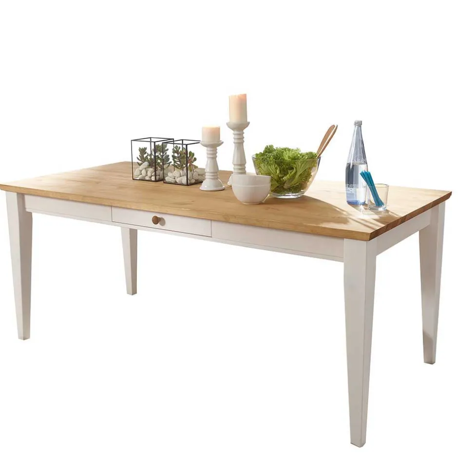 Wohnen Landhaus Esstisch Elvelina mit Schublade