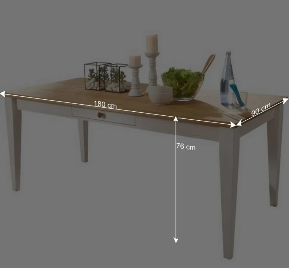 Wohnen Landhaus Esstisch Elvelina mit Schublade