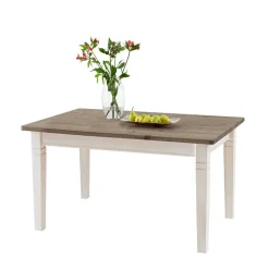 Landhaus Esstisch Yoan in Weiß Grau Kiefernholz^Wohnen New