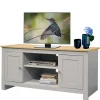 Landhaus Fernseher Unterschrank in Grau & Eiche - Poliesti^Wohnen Online