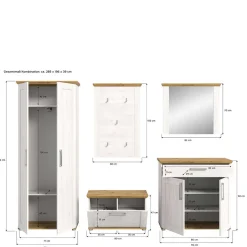 Wohnen Landhaus Flur Möbelset komplett - Tocella (fünfteilig)