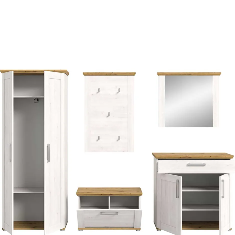 Wohnen Landhaus Flur Möbelset komplett - Tocella (fünfteilig)