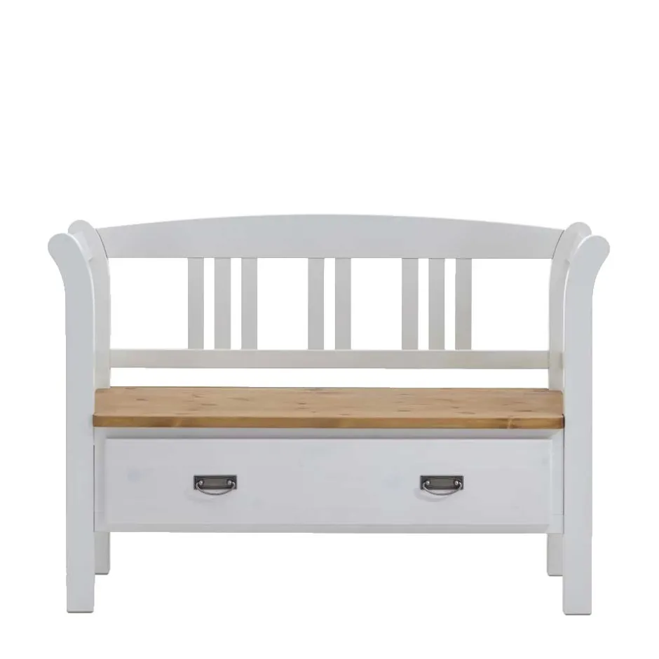 Wohnen Landhaus Flurbank Lugon in Weiß Kieferfarben