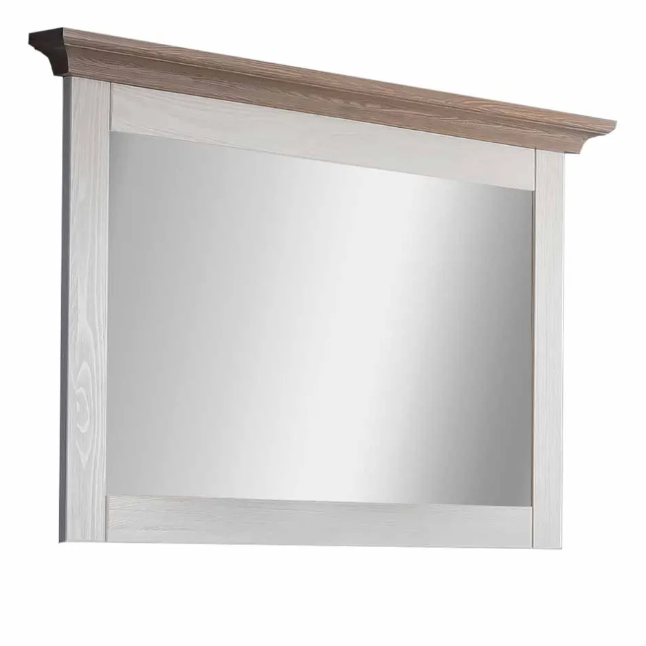 Wohnen Landhaus Flurspiegel Izarella in Weiß und Taupe