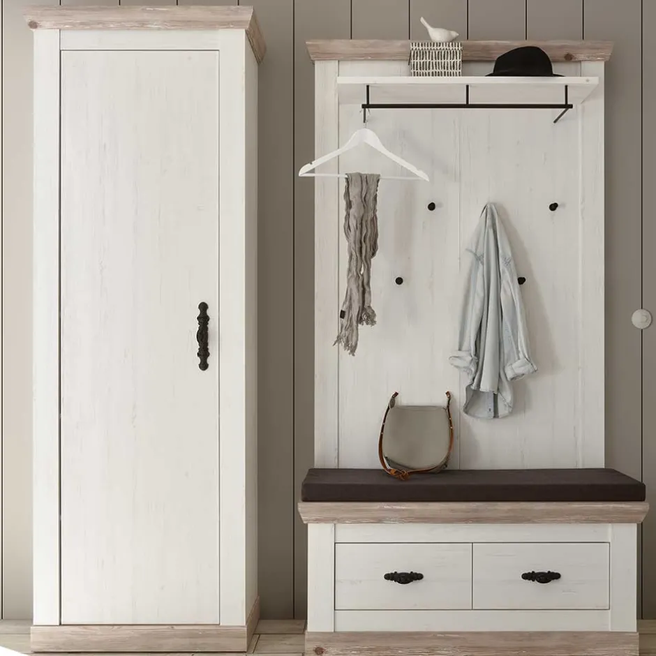 Landhaus Garderoben Möbel zweifarbig - Nedita (dreiteilig)^Wohnen