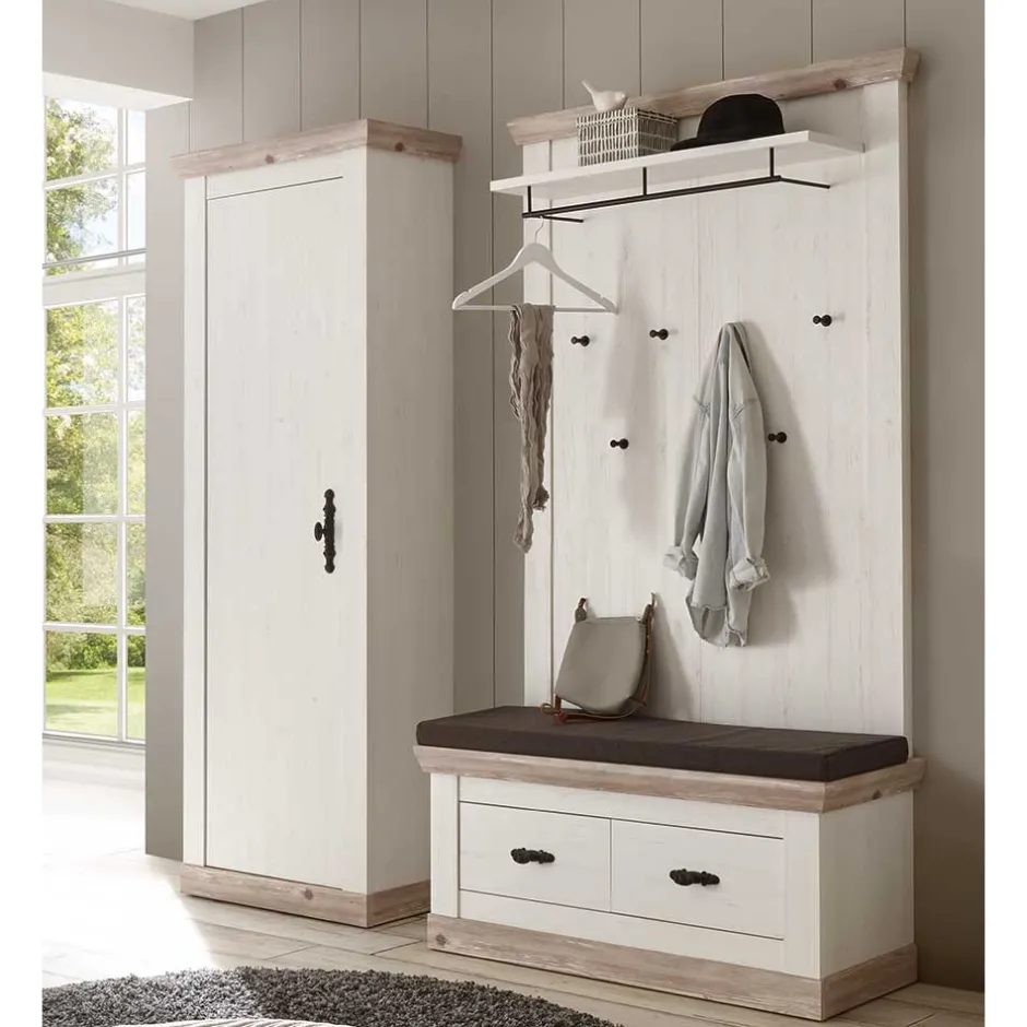 Landhaus Garderoben Möbel zweifarbig - Nedita (dreiteilig)^Wohnen