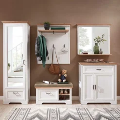 Wohnen Landhaus Garderoben Set in Weiß - Nurelcas (fünfteilig)