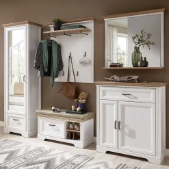 Wohnen Landhaus Garderoben Set in Weiß - Nurelcas (fünfteilig)