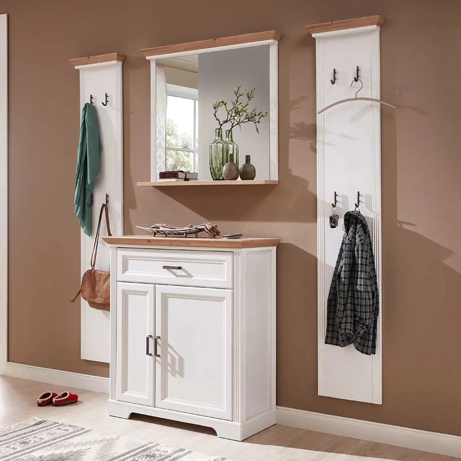 Wohnen Landhaus Garderoben Set mit 2 Paneelen - Nurelcas I (vierteilig)