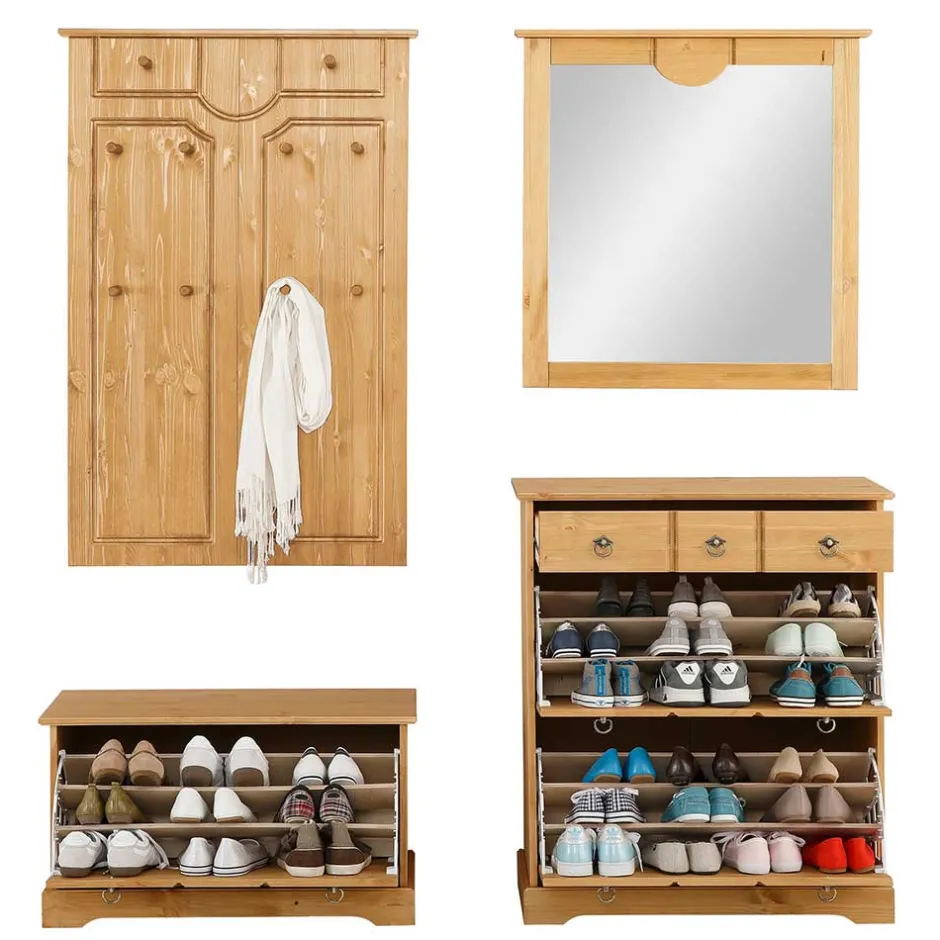 Landhaus Garderobenmöbel Kombination - Edranov (vierteilig)^Wohnen Clearance