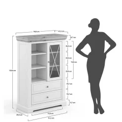 Landhaus Highboard aus Kiefer zweifarbig - Zalya^Wohnen Best