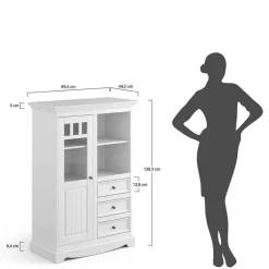 Wohnen Landhaus Highboard in Weiß und Nussbaum Braun - Manipur