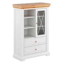 Landhaus Highboard in Weiß & Kiefer Natur - Saluts^Wohnen Discount