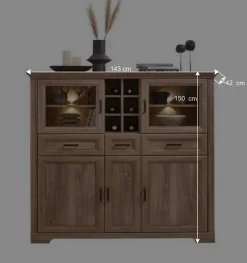 Wohnen Landhaus Highboard mit LED Beleuchtung - Barack