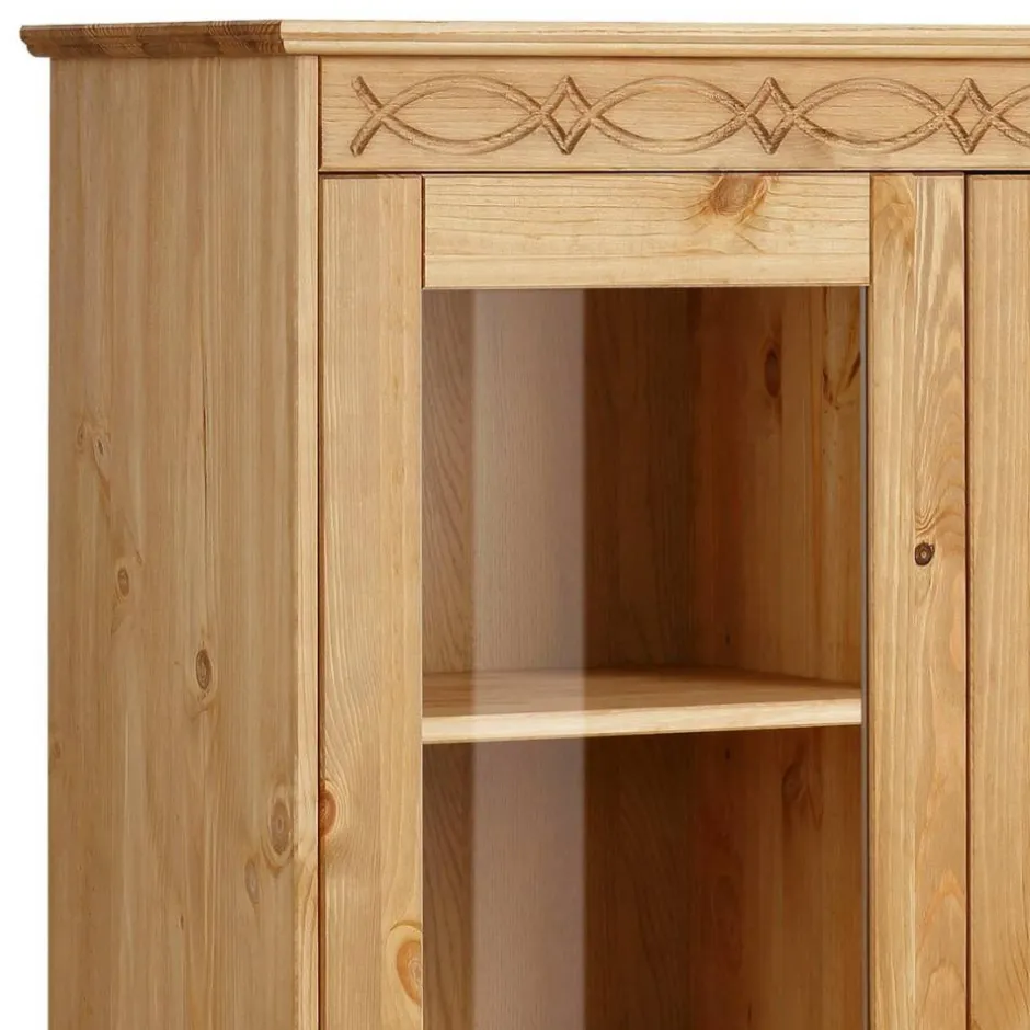 Wohnen Landhaus Highboard Vitrine aus Kiefer - Goro