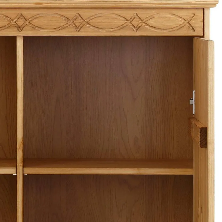 Wohnen Landhaus Highboard Vitrine aus Kiefer - Goro