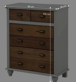 Landhaus Hochkommode mit sechs Schubladen - Veproma^Wohnen New