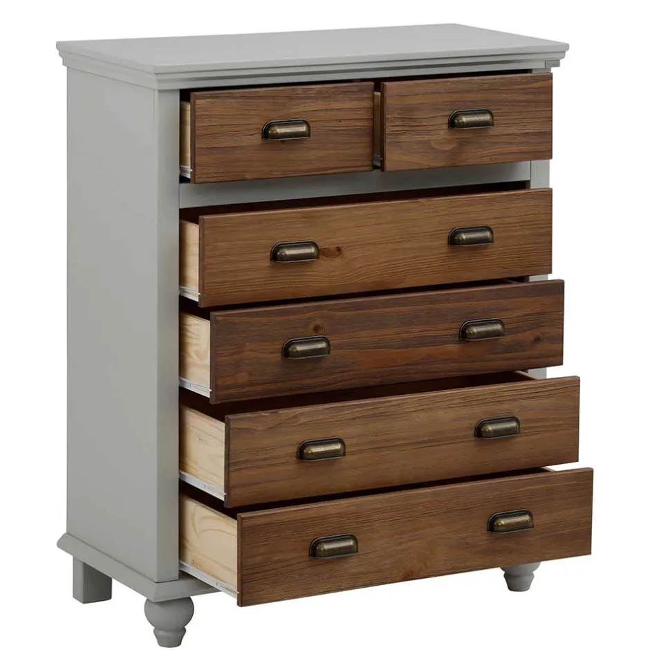 Landhaus Hochkommode mit sechs Schubladen - Veproma^Wohnen New