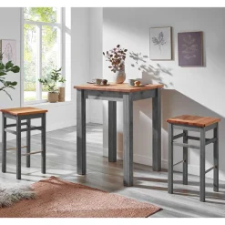 Landhaus Hochtisch und Barhocker Set - Ziamora (dreiteilig)^Wohnen Sale