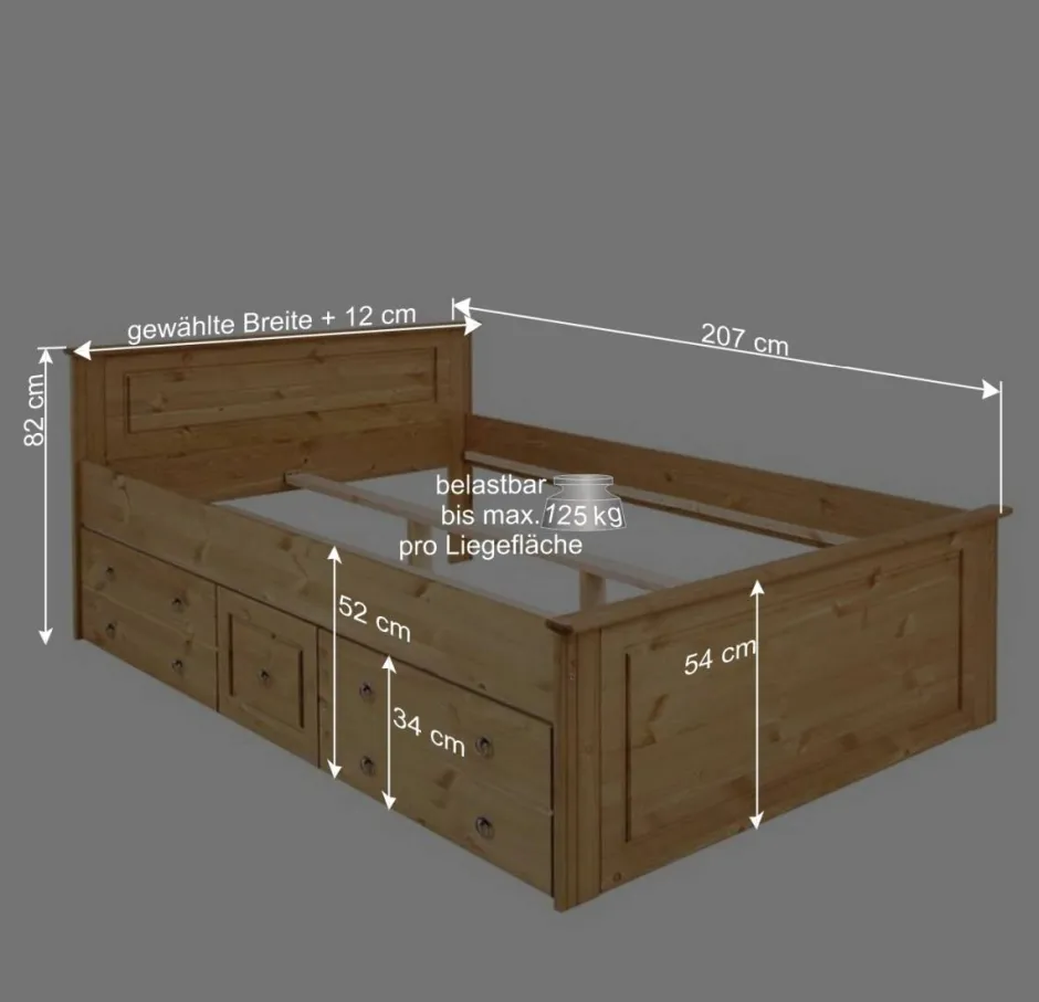 Wohnen Landhaus Holzbett & Nachttische - Imressa (dreiteilig)