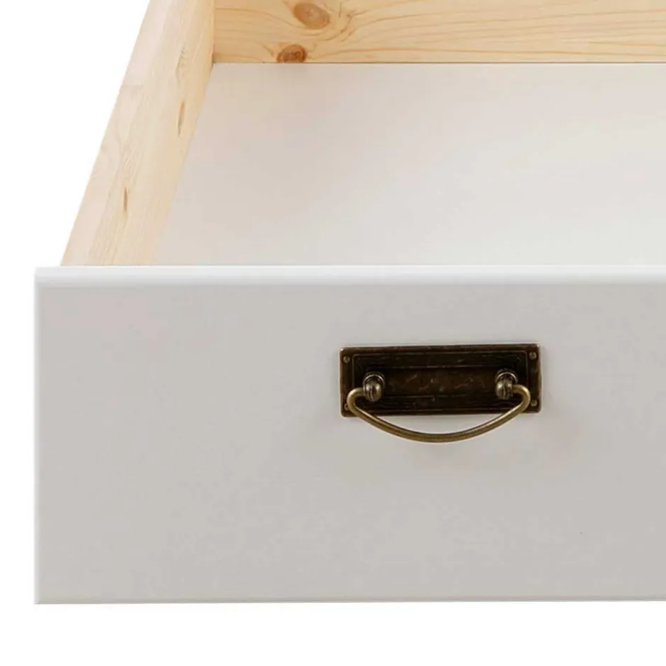 Wohnen Landhaus Holzbett in Weiß & Kirschbaum - Vendirai