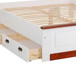 Wohnen Landhaus Holzbett in Weiß & Kirschbaum - Vendirai