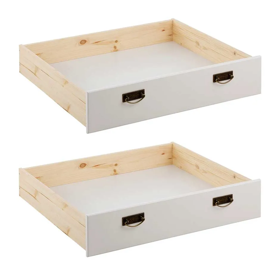 Wohnen Landhaus Holzbett in Weiß & Kirschbaum - Vendirai