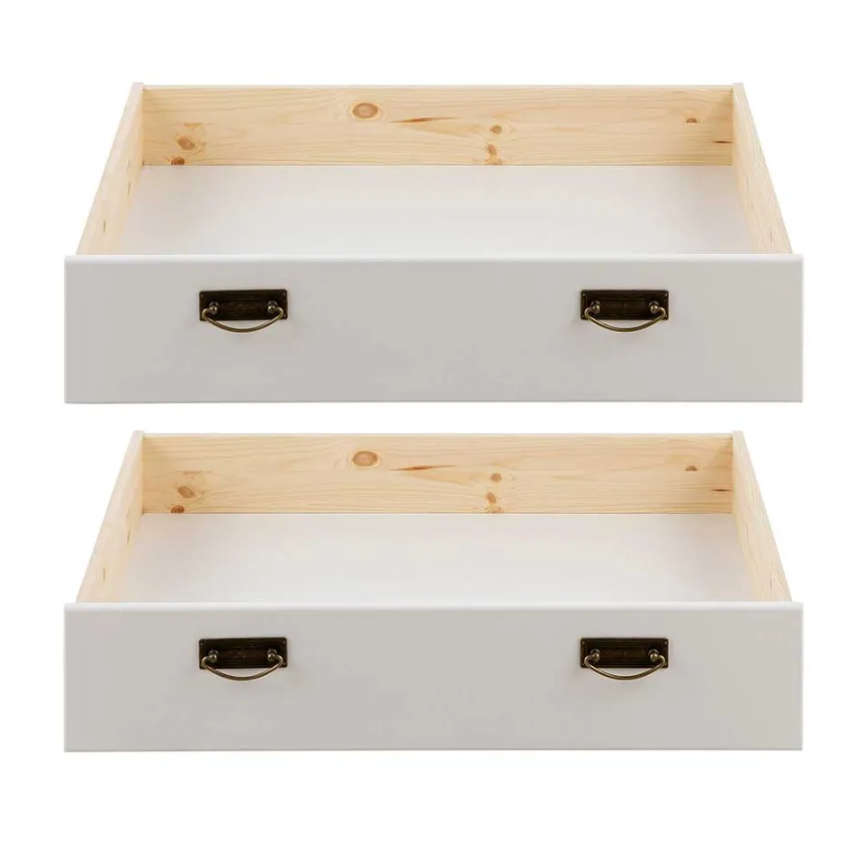 Wohnen Landhaus Holzbett in Weiß & Kirschbaum - Vendirai