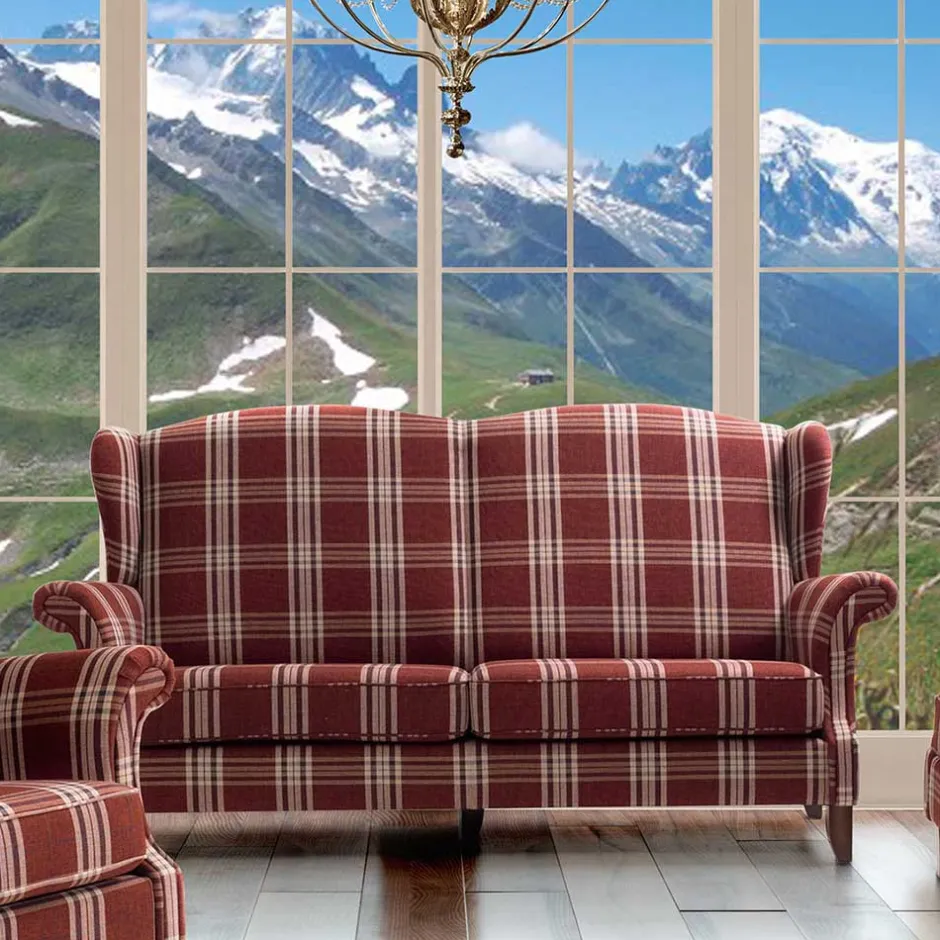 Landhaus Küchensofa in Rot mit Kariert Muster - Matieu^Wohnen Outlet