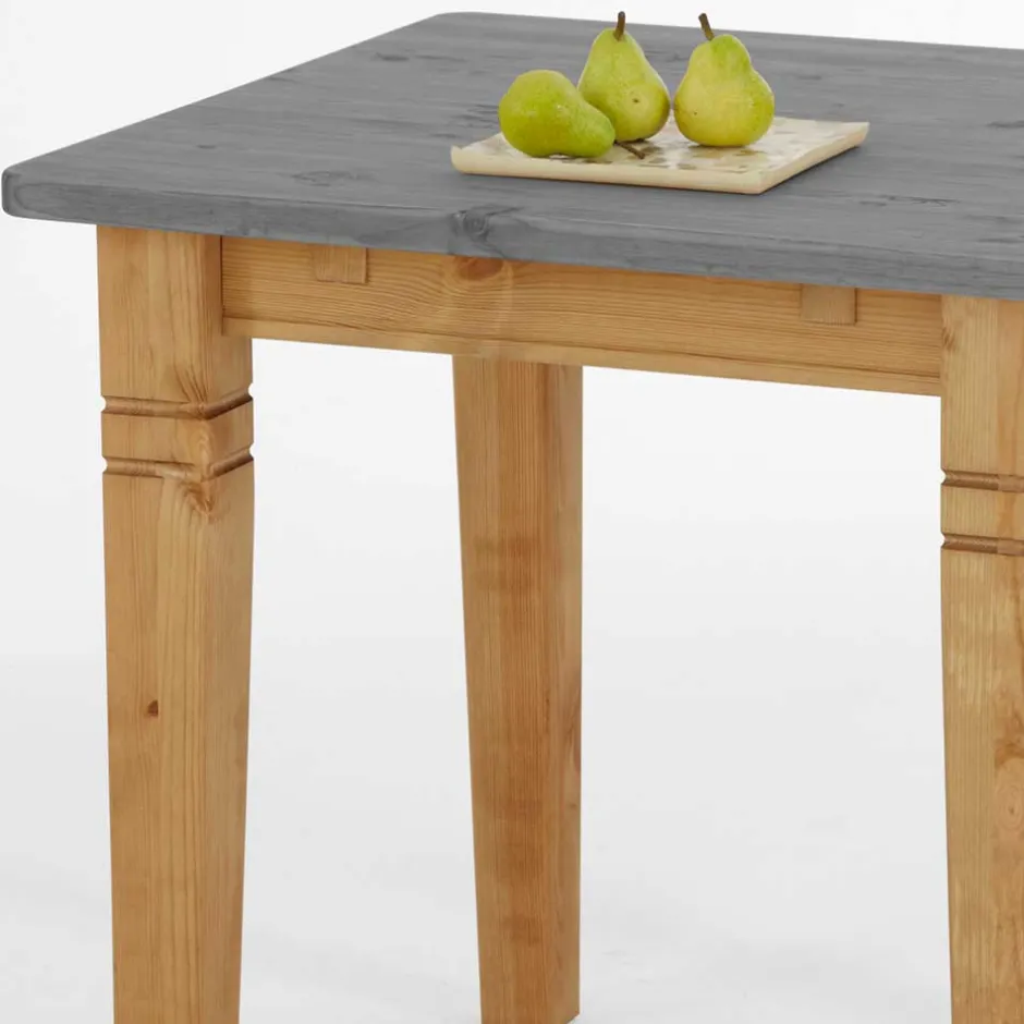 Wohnen Landhaus Küchentisch in Grau & Kiefer Lauge - Viensta